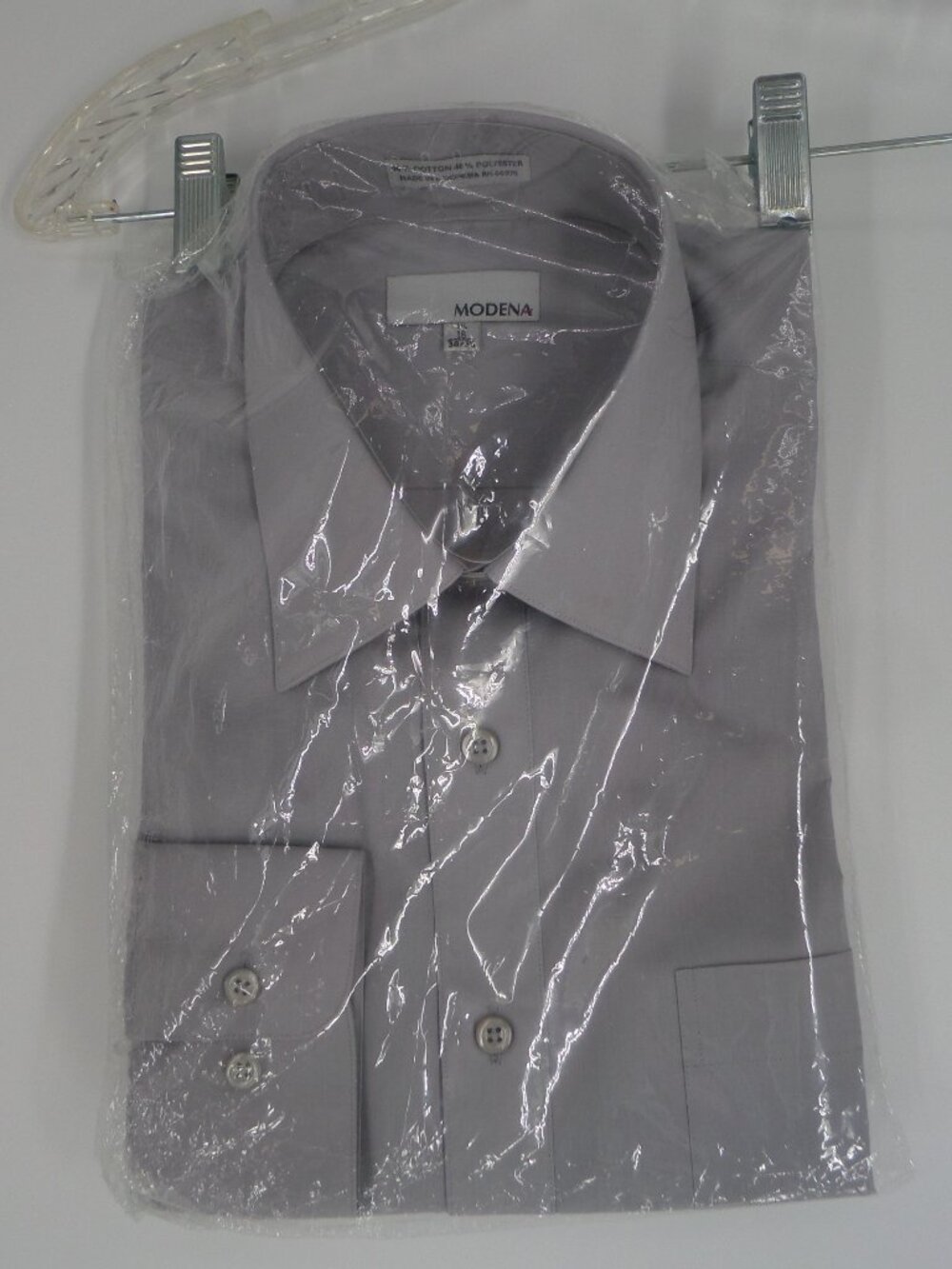 Modena Men's  Gray Long Sleeve Dress Shirt Size 16 Sleeve 34/35 New